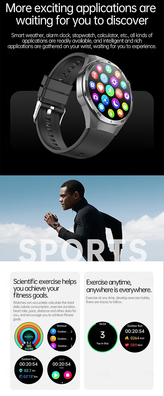iMosi ET456 Smart Watch 1.56 inch Smartwatch Fitness Running Watch Bluetooth ECG+PPG Temperature Monitoring Pedometer Compatible with Android iOS Women Men Hands-Free Calls Waterproof Media Control 2025 - $63.99 –P15