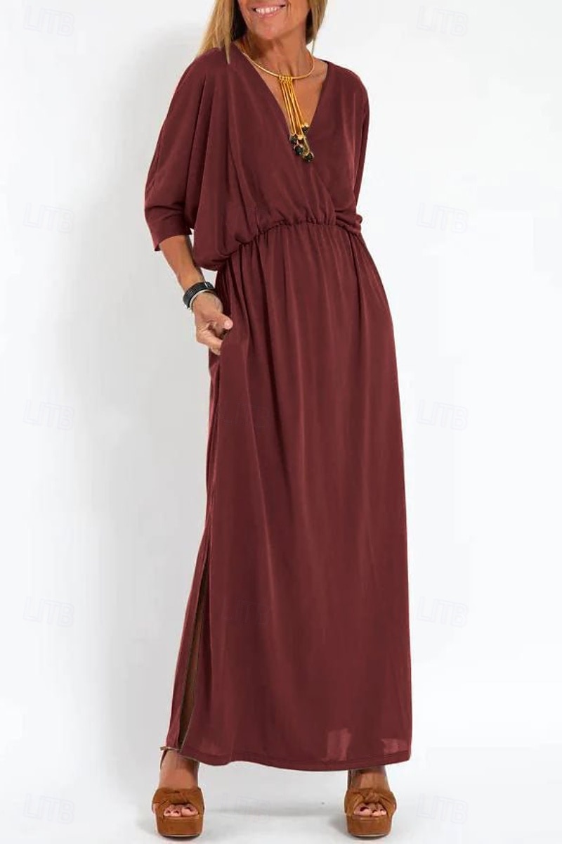 Pentru femei Rochie Lunga Rochie Maxi Rochie casual Rochie de Cocktail Rochie pentru invitata de nunta Rochii din Șifon Modă Vacanță Ieșire Sfârșit de săptămână Fit regulat Simplu Manșon Lung În V 2025 - $25.99 –P4