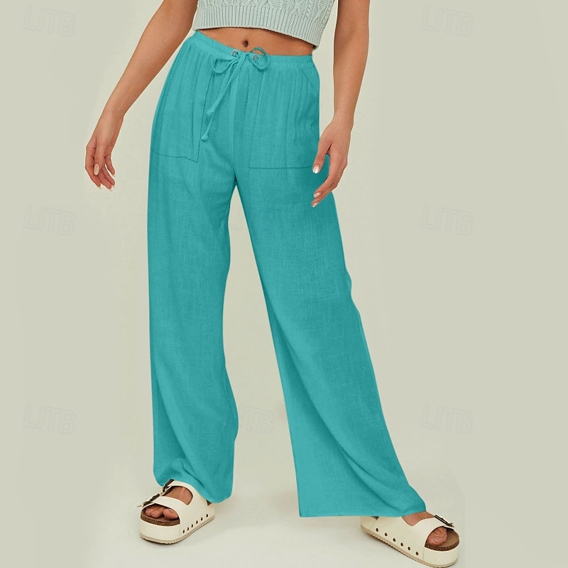 Femmes Short en coton et lin Pantalon inspiré du lin Pantalon en coton et lin Streetwear Occasionnel Longueur complète Naturel Uni Avec Poches Conception à cordon élastique Confortable Extérieur Rue de 2025 ? $24.99 –P17