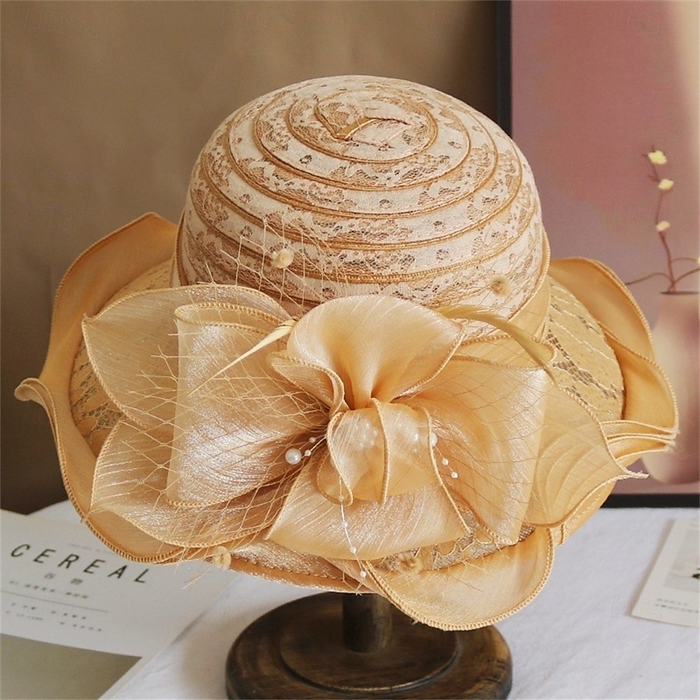 hattar Polyester Solhatt Helgdag Tebjudning Hästrace cocktail Elegant Vintage söt stil Med Blomma Hårbonad Huvudbonader 2025 - $29.99 –P3