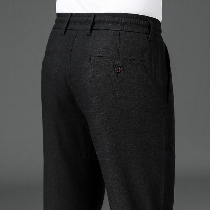 Herr Atletiska byxor Aktiva byxor Långbyxor Snörning Elastisk dragsko i midjan Ensfärgat Bärbar Fullängd Formell Bröllop Utomhus Elegant Semester Ljus kaki Svart Microelastisk 2025 - $46.99 –P7