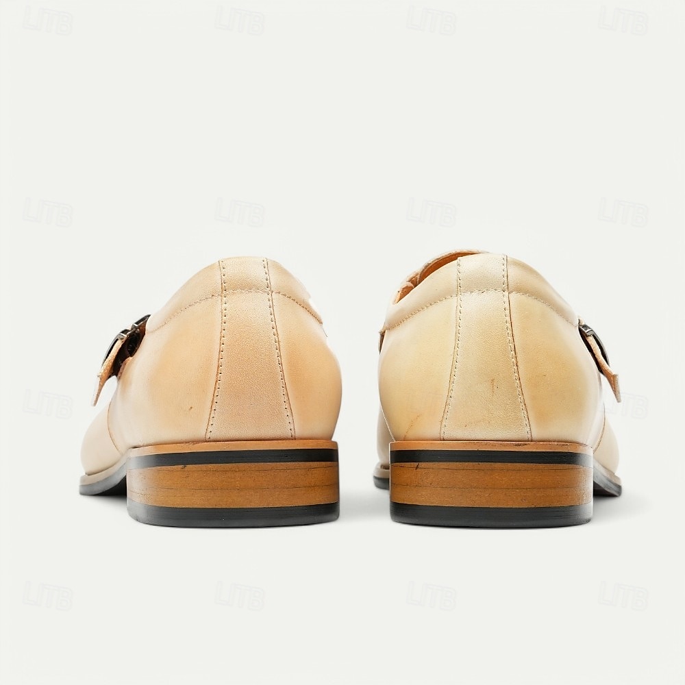 Men's Chic White Leather Monk Strap Shoes - Stylish Choice for Summer Weddings and Formal Events 2025 - $94.99 –P11