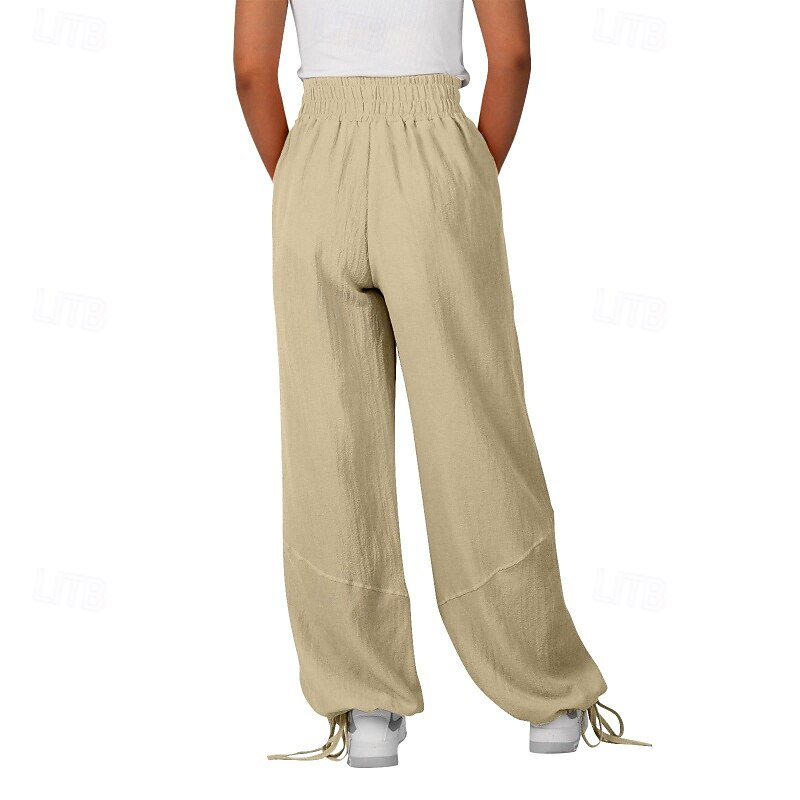 Mulheres Shorts de algodão e linho Calças inspiradas em linho Calças de linho de algodão Moda Roupa de rua Comprimento total Natural Tecido Bolsos Design de cordão elástico Exterior Confortável Rua de 2025 por $23.99 –P12