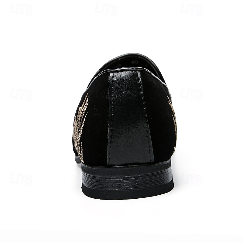 chaussures de bal pour hommes - mocassins en velours noir avec motif de blé brodé doré pour les occasions formelles de 2025 ? $42.99 –P8