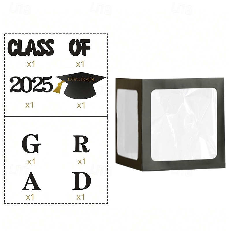 decorazioni per la laurea classe del 2025, 4 pezzi 2025 festa di laurea scatole di palloncini neri con lettere laurea, 2025 per scuola materna asilo scuola superiore college festa di laurea forniture del 2025 a $14.99 –P2