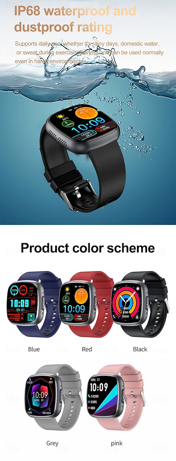 Smart Watch Blood Glucose ECG Blood Pressure Body Temperature Monitor Android iOS IP68 1.75 2025 - $69.99 –P18