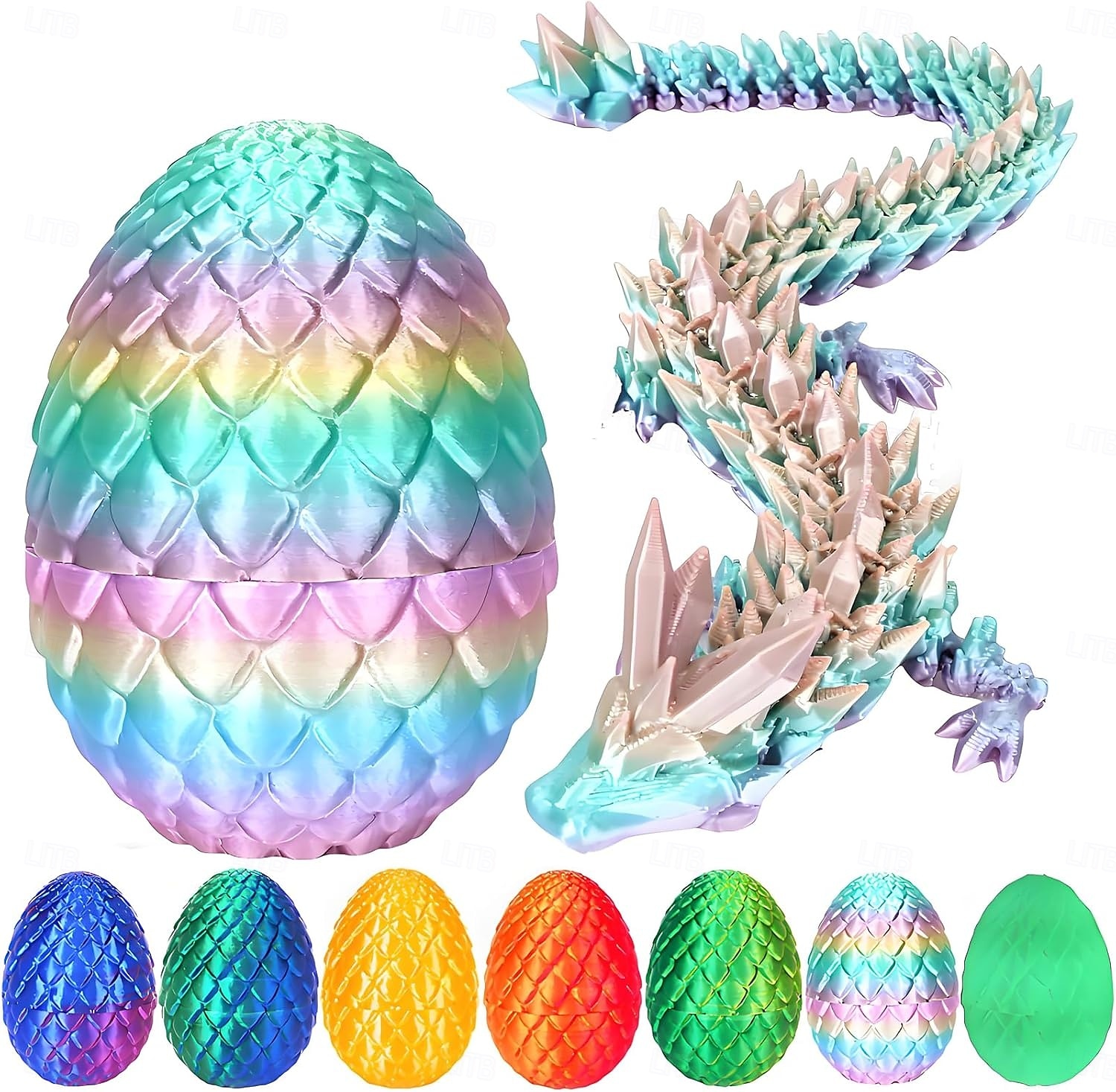 Huevo de dragón de Pascua impreso en 3D, huevo de dragón de cristal misterioso, juguetes antiestrés sorpresa, huevos de Pascua articulados, huevos de dragón de cristal con dragón en el interior 2025 - $15.99 –P4
