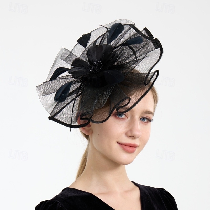 Peça para Cabeça Tule Penas Casamento Festa de Noite Elegante Casamento Com Cor Pura Capacete Chapéu de 2025 por $17.49 –P2