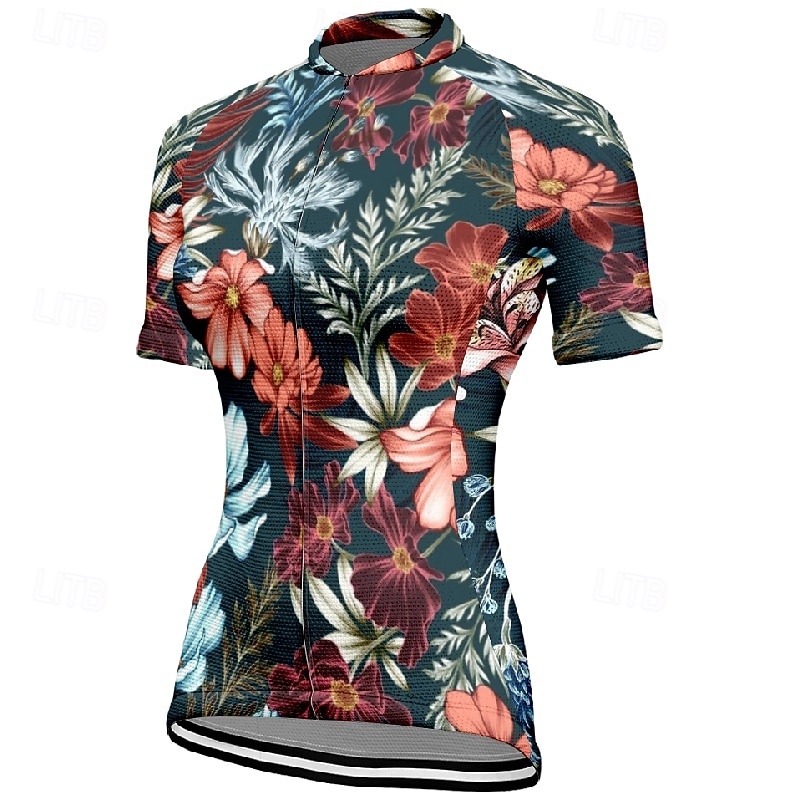 Damskie Koszulka rowerowa Kwiat Krótki rękaw Rower Tee Tshirt Dżersej z 3 tylnymi kieszeniami Kolarstwo górskie Szybkie wysychanie Anatomiczny kształt Odprowadzające wilgoć Oddychający Sport 2026 - $23.99 –P10