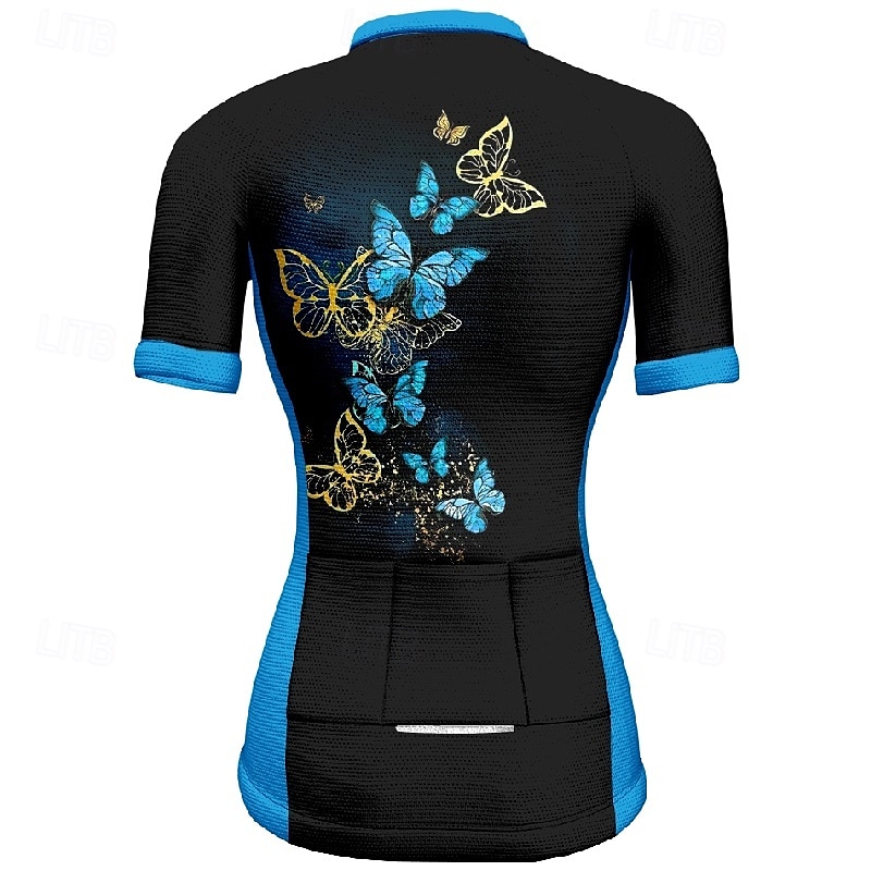 Women's Cycling Jersey Short Sleeve Bike Tee Tshirt Jersey with 3 Rear Pockets Mountain Bike MTB Breathable Quick Dry Anatomic Design Wicking Blue Fuchsia Orange Butterfly Sports Clothing Apparel 2025 - $23.99 –P12