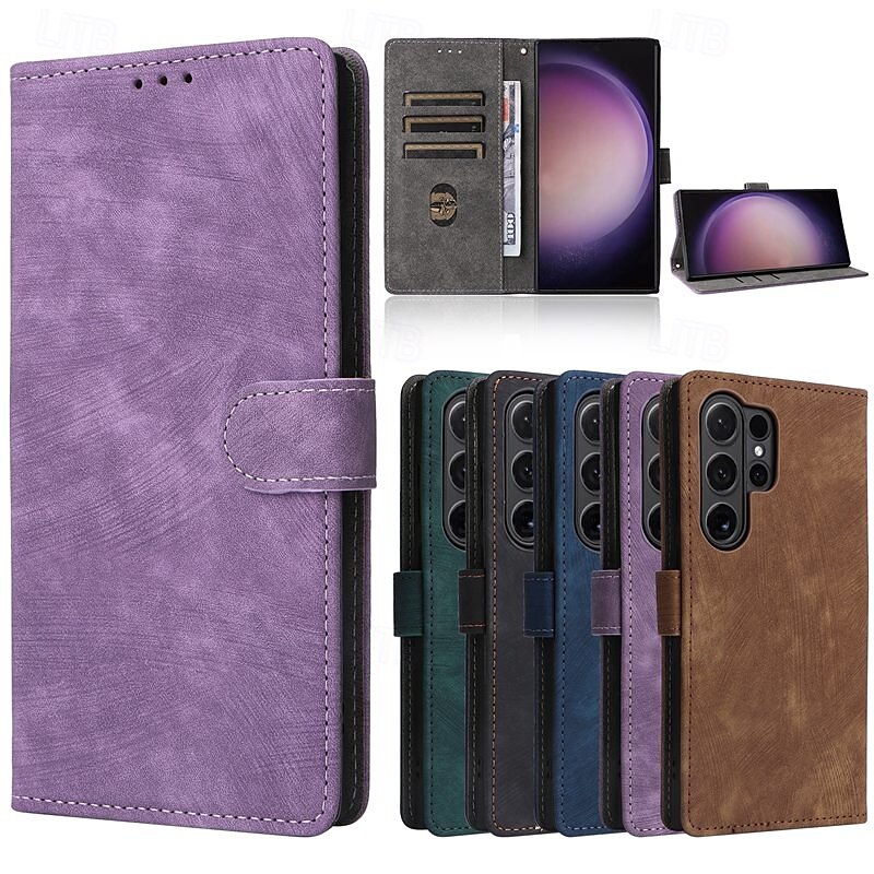 Phone Case For Samsung Galaxy S24 Ultra Plus S23 Ultra Plus S22 Plus  Ultra A54 A34 A14 A73 A53 A33 A23 A13 S25 S25 Plus S25 Ultra Flip Cover with Stand Holder with Wrist Strap Card Slot Retro TPU PU 2025 - $19.99 –P8