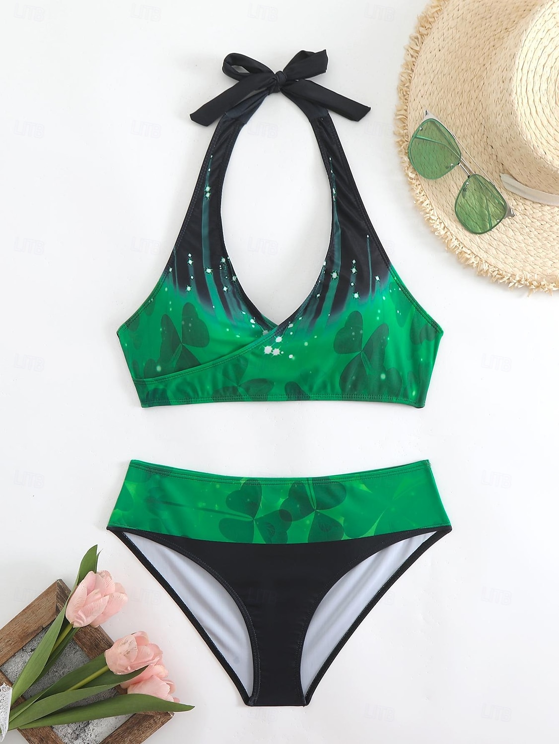 Women's Plus Size Swimwear Bikini Tankini 2 Piece Cheeky Swimsuit Deep V Push Up Knitted Stylish Beach Wear Leopard Color Block Plunge Sleeveless Bathing Suits 2025 - $23.99 –P7