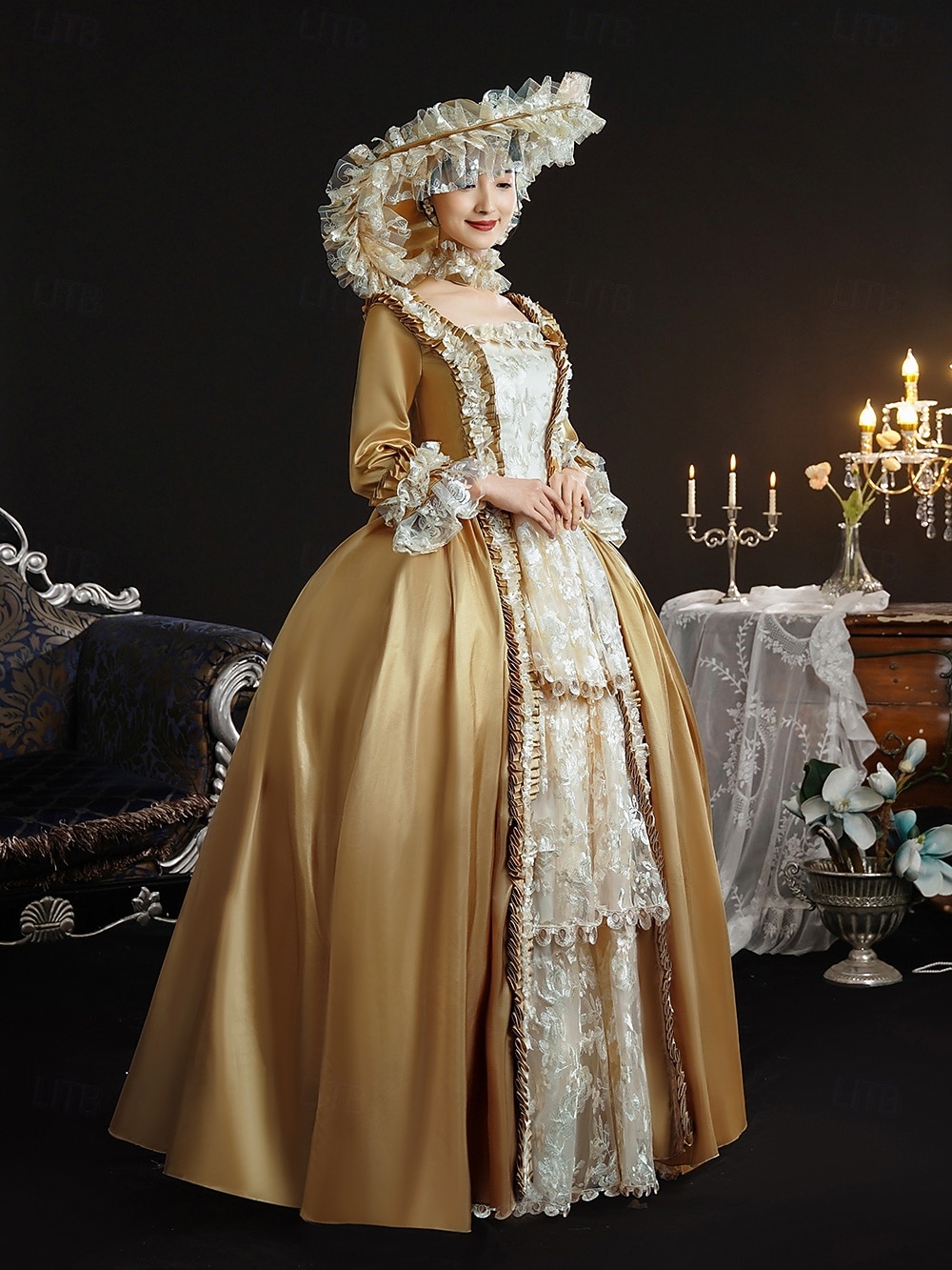 Vintage Rococo Renaissance Maxi Dress Normal Juliet Sleeve