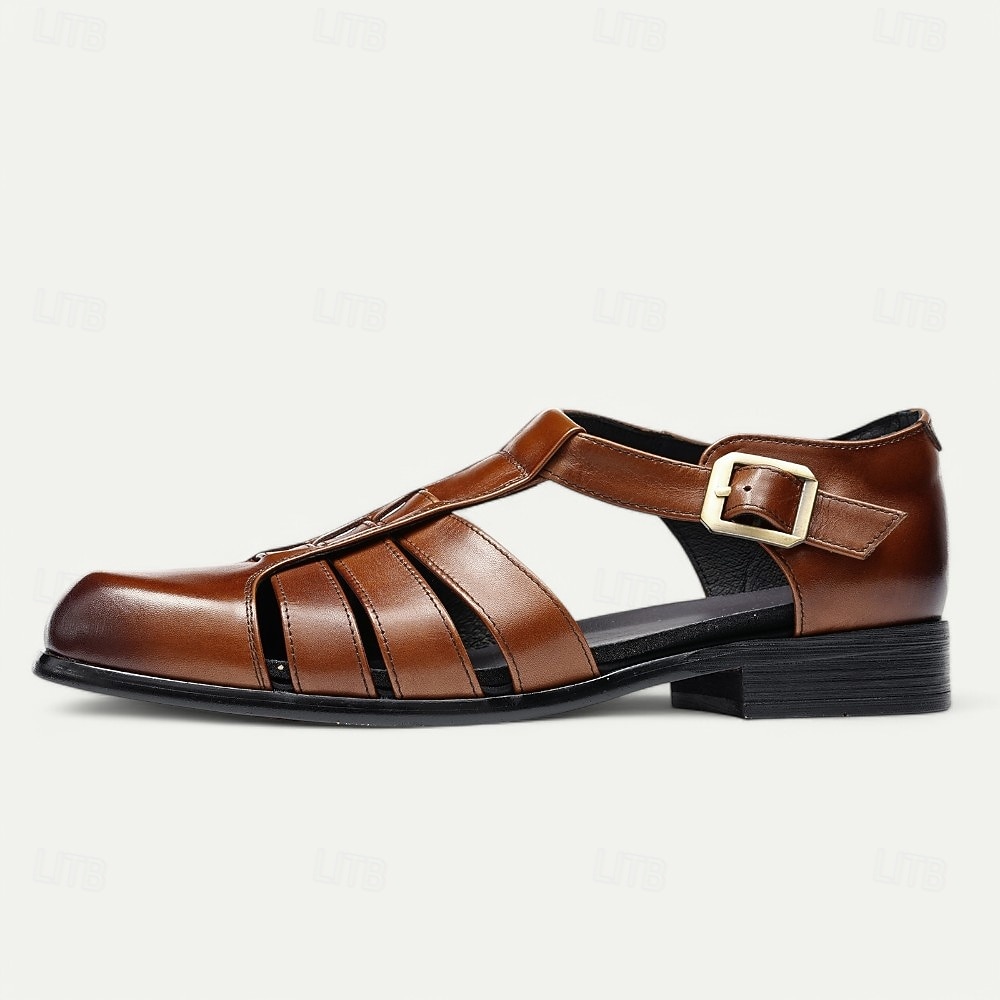 sandali da pescatore in pelle da uomo - sandali estivi traspiranti con punta chiusa per abbigliamento casual e outdoor del 2026 a $109.99 –P5