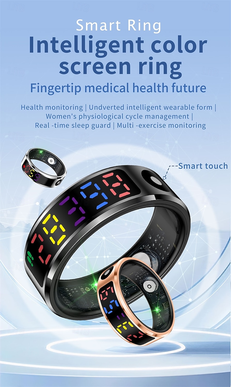 R12 Smart Ring Men Women LED Display Screen Gift Ring Heart Rate Blood Oxygen Monitor Multi Sport Modes 2025 - $59.99 –P1