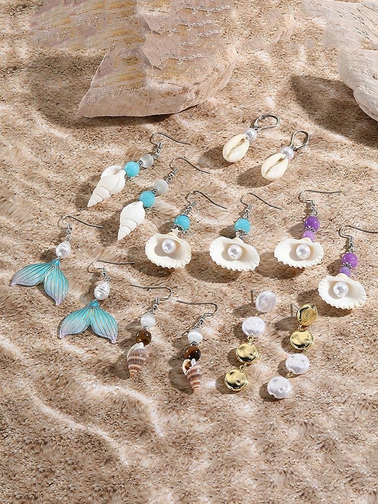 "havfrue hale-dråpeøreringer – hav-inspirerte dingleøreringer med perleaksent, elegante og lette smykker for kvinner, perfekt for strand-, sommer- og ferieantrekk" 2025 - $7.99 –P8