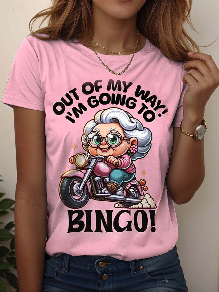 Pentru femei Tricou Grafic Desene Animate Scrisă Stilat Casual Manșon scurt Stil Nautic Rotund Topuri obișnuite Zilnic Sfârșit de săptămână Imprimeu Alb Galben Roz Îmbujorat Trifoi Vară Primăvară 2025 - $19.99 –P2