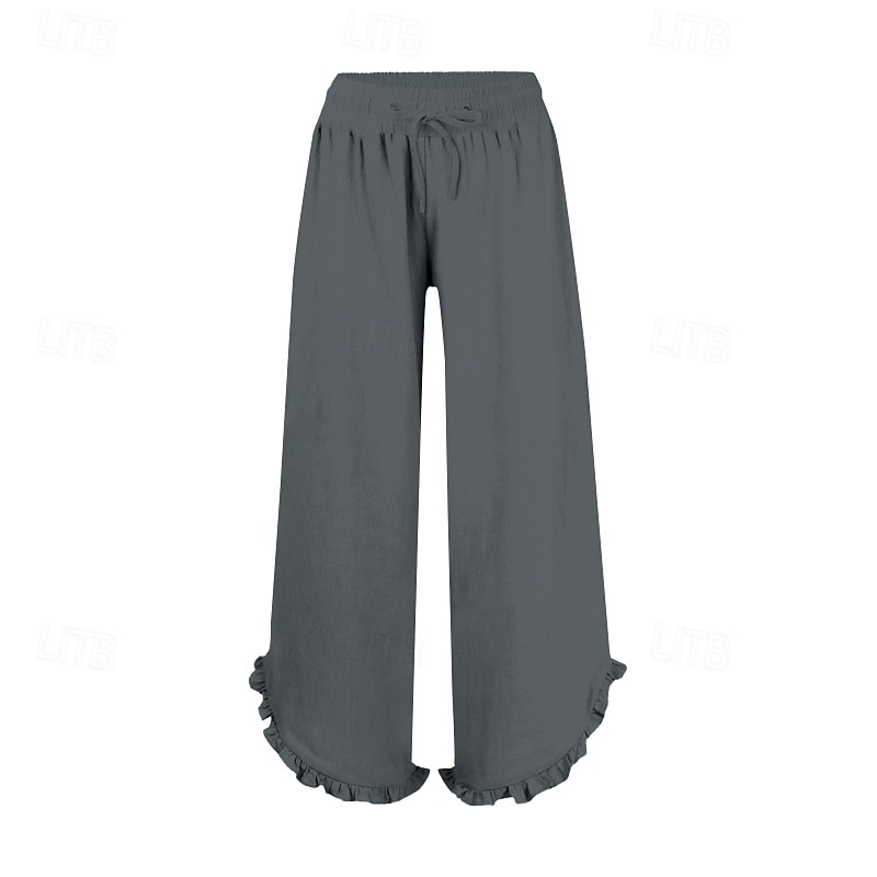 Mujer Pantalones cortos de lino y algodón Pantalones inspirados en el lino Pantalones de lino y algodón Ropa de calle Casual Longitud total Cintura Media Plano Asimétrico Diseño de cordón elástico 2025 - $23.99 –P7