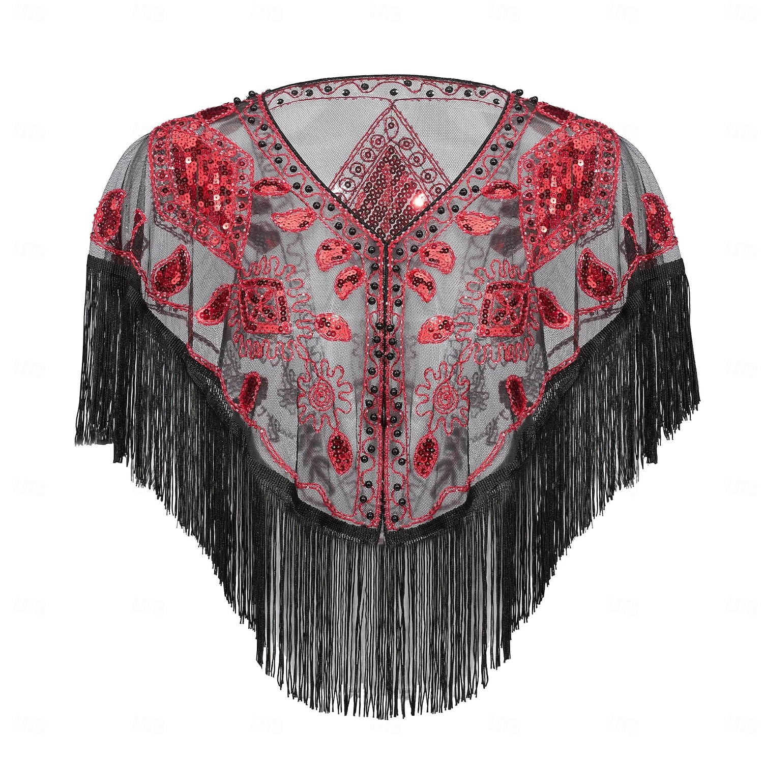 Retro Vintage Roaring 20s 1920s Scarf Wrap Shawls The Great Gatsby Flapper Girl Sequins Tassel Fringe Fancy Dress Women's Carnival Wedding Evening Party Masquerade Adults' Shawl 2025 - $22.99 –P14