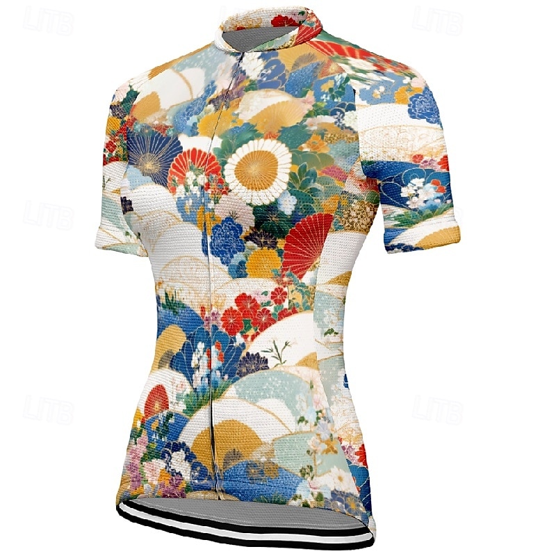 Damskie Koszulka rowerowa Kwiat Krótki rękaw Rower Tee Tshirt Dżersej z 3 tylnymi kieszeniami Kolarstwo górskie Szybkie wysychanie Anatomiczny kształt Odprowadzające wilgoć Oddychający Sport 2026 - $23.99 –P8