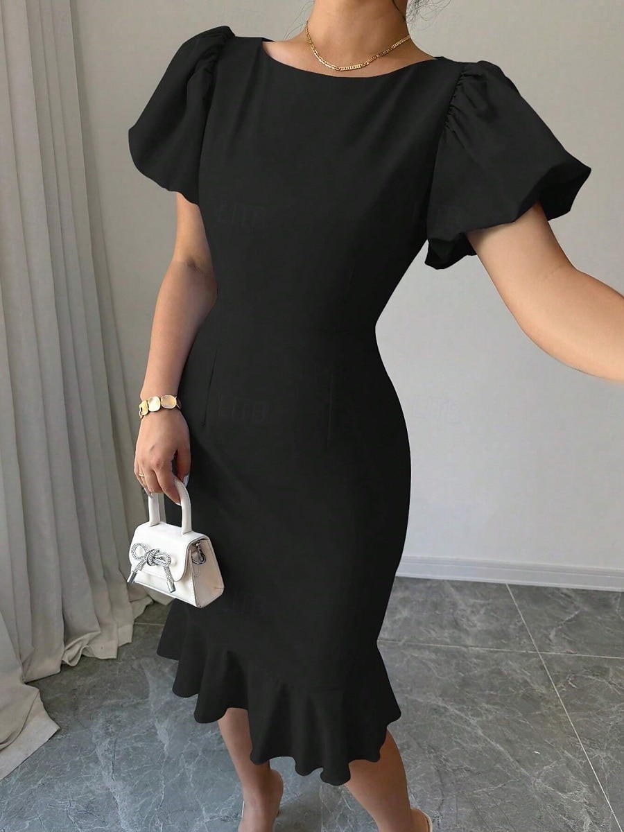 Robe de Graduation Femme Robe Mini Uni Robe Bodycon Semi-Formelle Bureau Ajustement Normal Graphique Manches Courtes Col Rond Noir Rose Bleu Ciel Fuchsia Été de 2025 ? $29.99 –P19