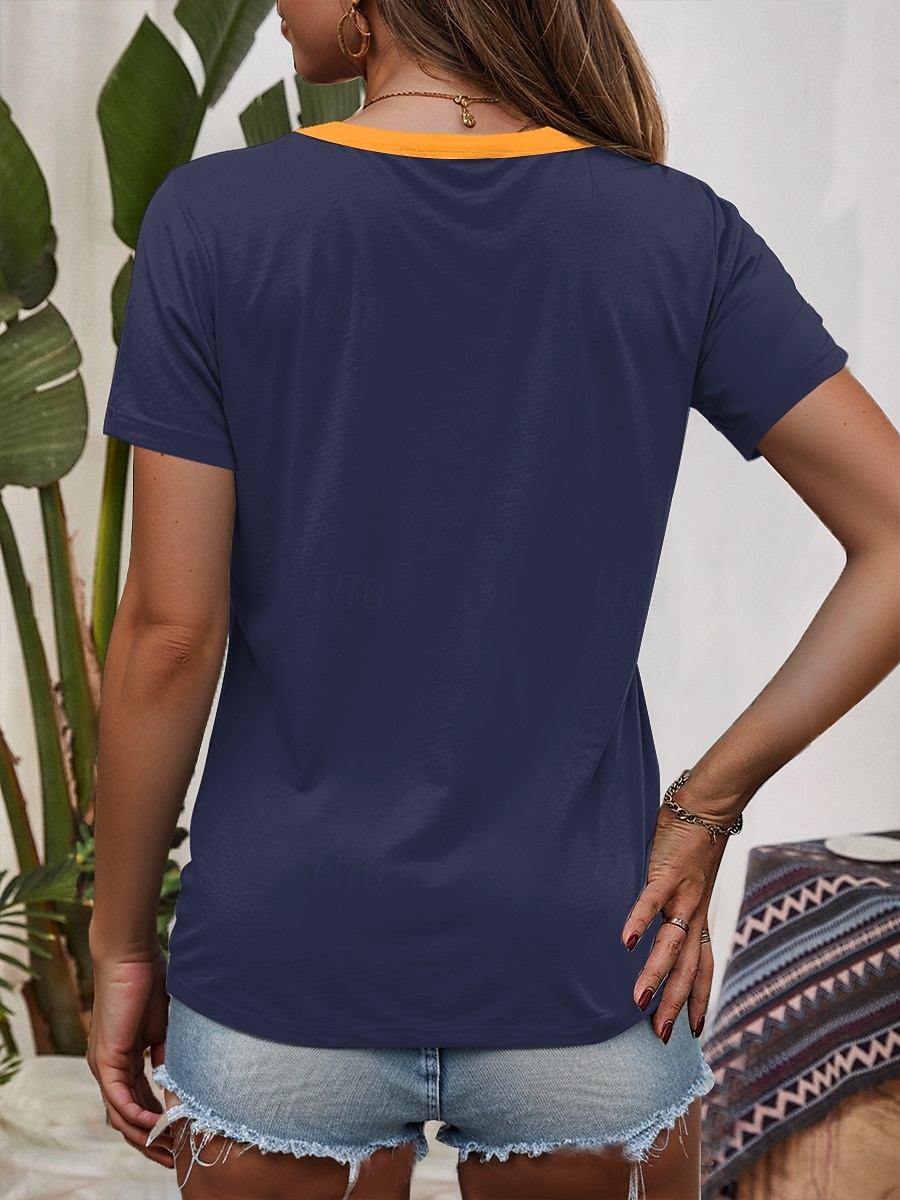 Women's T Shirt Graphic Letter Casual Short Sleeve Round Neck Regular Tops Daily Weekend Print Black Royal Blue Blue Green Summer Spring 2025 - $19.99 –P2