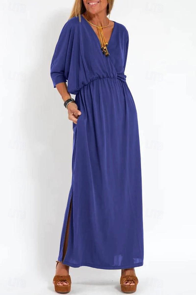 Pentru femei Rochie Lunga Rochie Maxi Rochie casual Rochie de Cocktail Rochie pentru invitata de nunta Rochii din Șifon Modă Vacanță Ieșire Sfârșit de săptămână Fit regulat Simplu Manșon Lung În V 2025 - $25.99 –P6