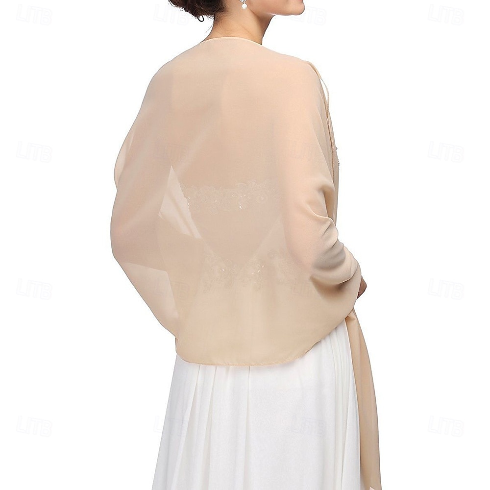 Damenumhang Elegant Ärmellos Chiffon Hochzeit Schals Mit Unifarbe Für Party Frühling & Sommer 2025 - $5.99 –P5