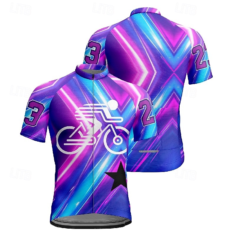 Homme Maillot de cyclisme Manche Courte Cyclisme T-shirt Maillot avec 3 poches arrière VTT Vélo tout terrain Respirant Séchage Rapide Design Anatomique Évacuation de l'Humidité Pourpre foncé Bleu de 2025 ? $20.79 –P9