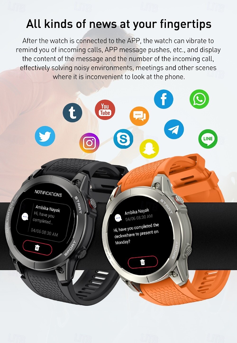 696 S53 Smart Watch Fitness Tracker ECG PPG Bluetooth Belherinnering Android iOS IP67 48mm 1,43 2025 - $99.99 –P12