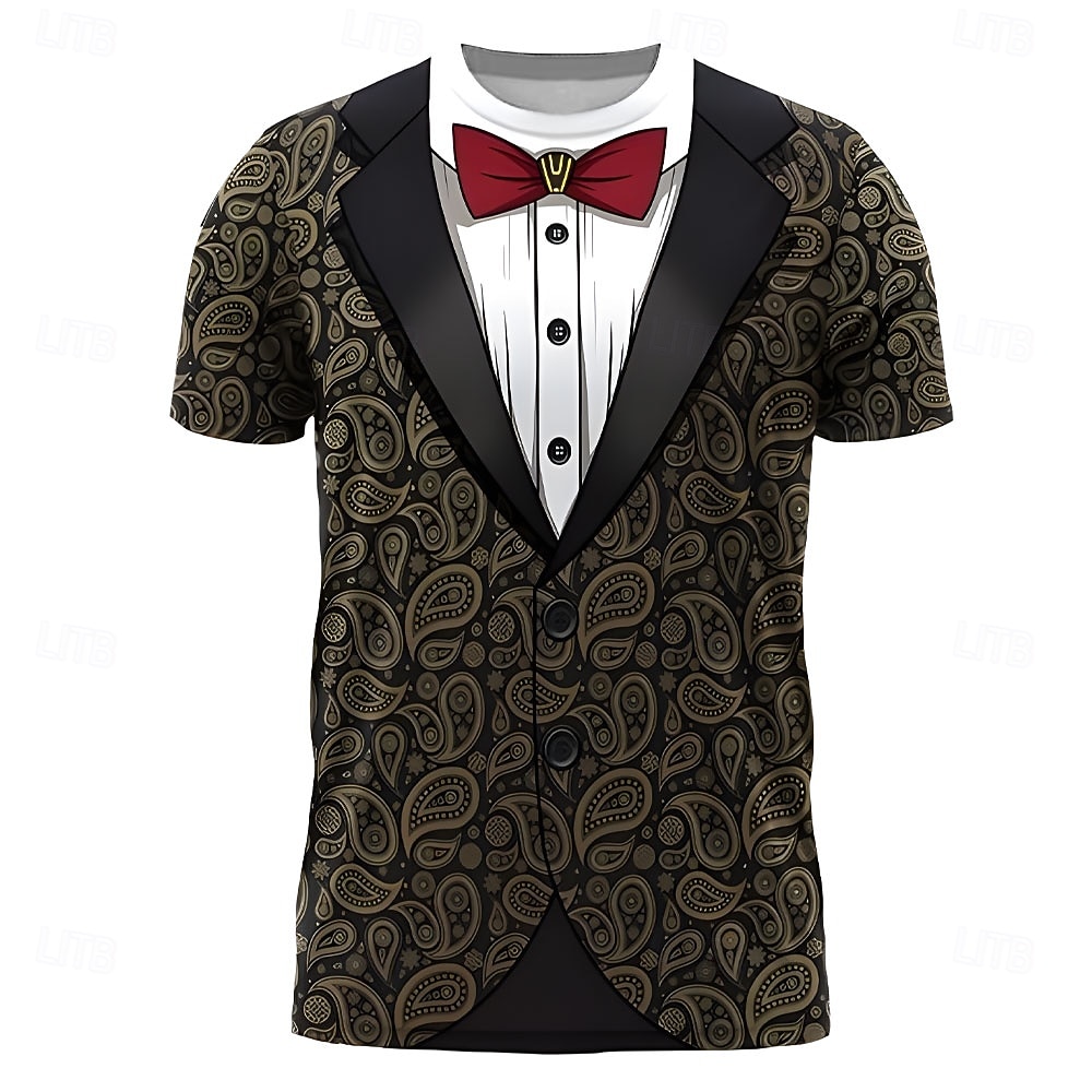 Per uomo Smoking Costume Maglietta Manica Corta maglietta Stampa 3D Girocollo Camicia Esagerato Designer Feste Ferie Club Nero Estate Primavera Abbigliamento S M L XL XXL XXXL del 2026 a $19.49 –P1