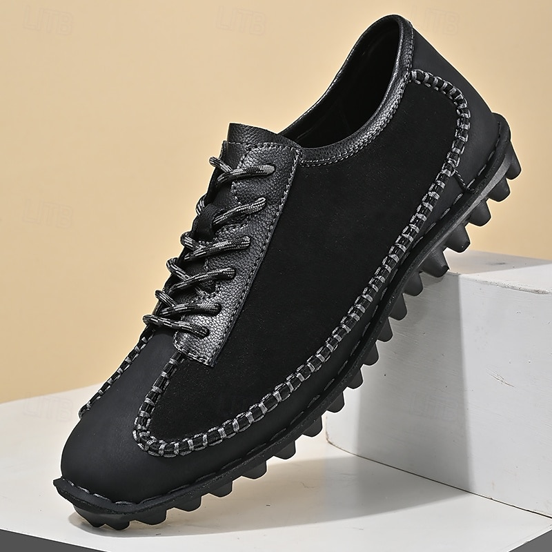 scarpe casual da uomo con lacci fatte a mano color bordeaux e grigio – scarpe da passeggio in pelle vintage del 2025 a $42.99 –P2