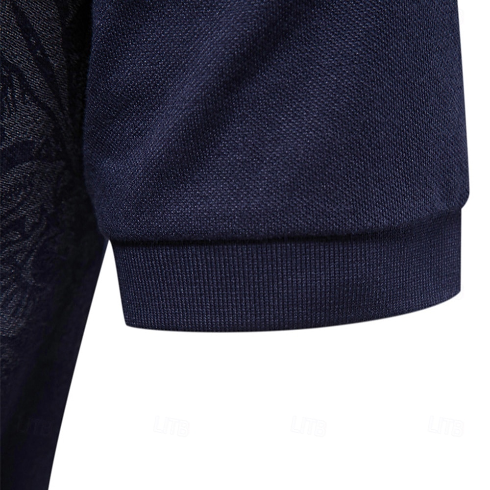 Homens Pólo Polo de malha Formal Trabalho Aberto para a Lateral Manga Curta Floral Botões Estampado Primavera Azul denim Branco Azul Marinha Verde cáqui Azul Claro Pólo de 2026 por $25.99 –P29