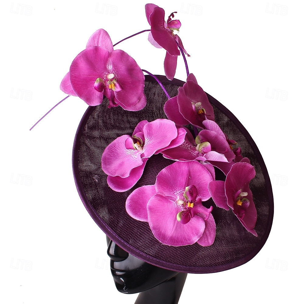 אביזר לשיער פשתן פו חתונה מסיבת ערב אלגנטית חתונה עם פרח כיסוי ראש כיסוי ראש 2025 - $41.99 –P9