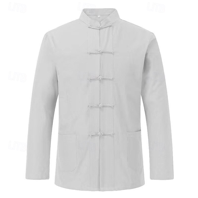 Per uomo Camicia Camicia di lino Camicia casual Camicia con Bottoni Camicia di cotone Semplice Vacanza Camicia hawaiana Nero Bianco Verde chiaro Blu marino scuro Manica Lunga Collo alla coreana del 2025 a $21.99 –P2