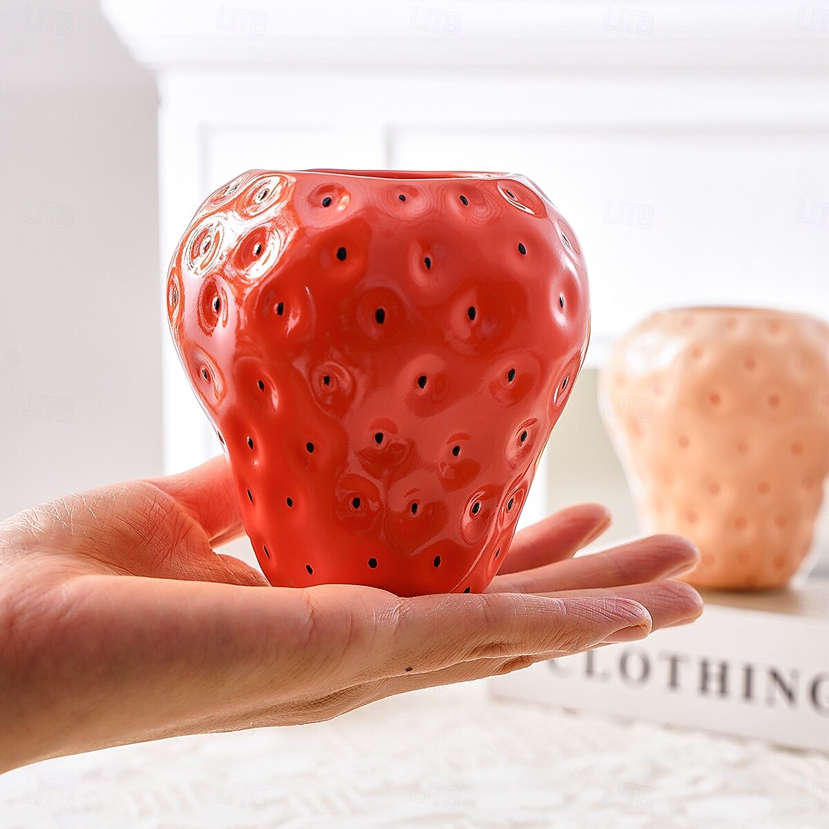 Strawberry Vase, Colorful Resin Handmade Decorative Flower Pot, Red, Pink, Green Options, Adorable Desktop Ornament for Home, Dining Table, Indoor Plants, Succulents, and Floral Arrangements 2025 - $10.99 –P8