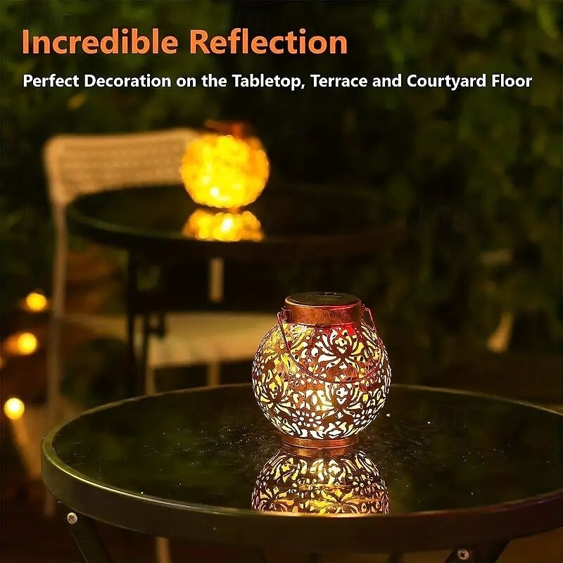 2 шт. светодиодных садовых фонаря на солнечных батареях, уличные проекции звездного неба, водонепроницаемые солнечные металлические фонари, ретро-полый дизайн, подходит для украшения сада, террасы, 2026 - $46.99 –P8