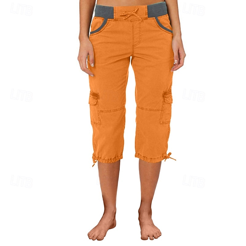 Per donna Pantaloni capri Pantaloni da paracadute Moda Streetwear Lunghezza al polpaccio Naturale Blocco di colori Coulisse Tasca Comodo All'aperto Confortevole Streetwear Uscire Rosso arancione del 2026 a $29.99 –P18