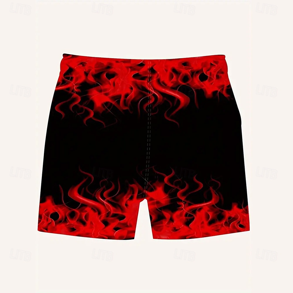 Men's 3D Print Flame Board Shorts Swimming Trunks Summer Shorts Mid Waist Streetwear Hawaiian Beach Vacation Wear Side Pockets Mesh Lining Elastic Drawstring Waist Designer Clothing Apparel 2025 - $19.99 –P2