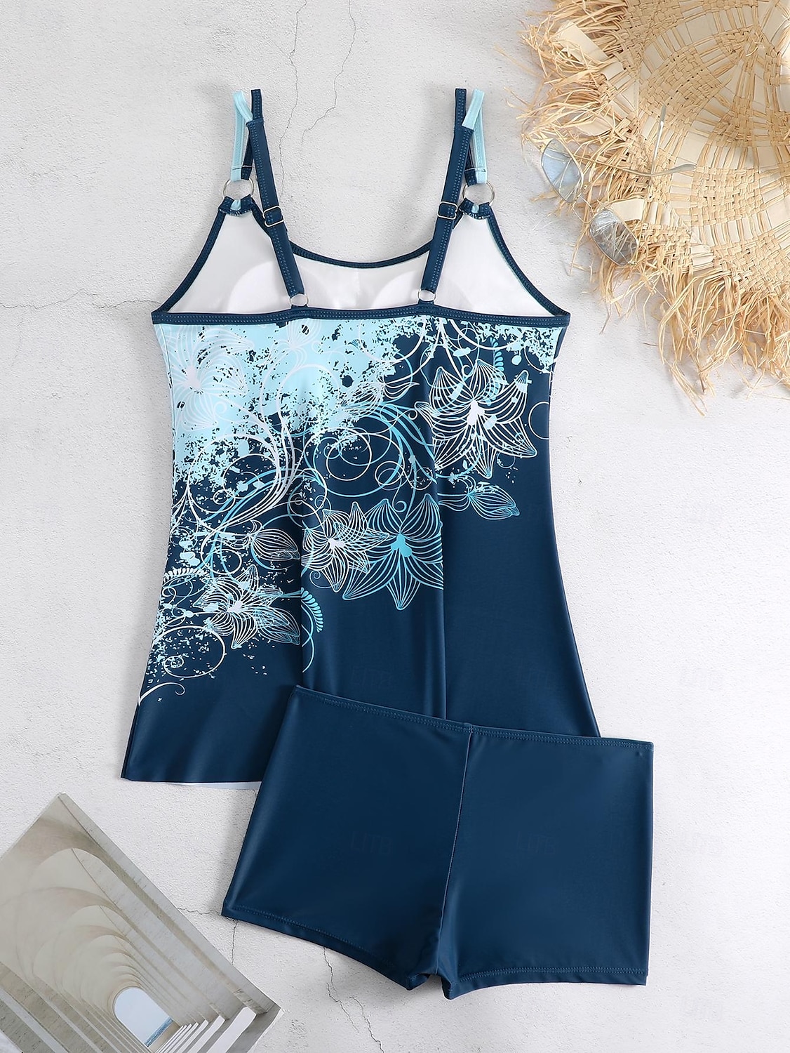 Dam Plusstorlekar Badkläder Tankini 2 st Längre baddräkt Pojkeben Baddräkt Hög midja Stickat Stylish Sportig Paisley Genomskinlig Rund hals Ärmlös Baddräkter 2025 - $24.99 –P10