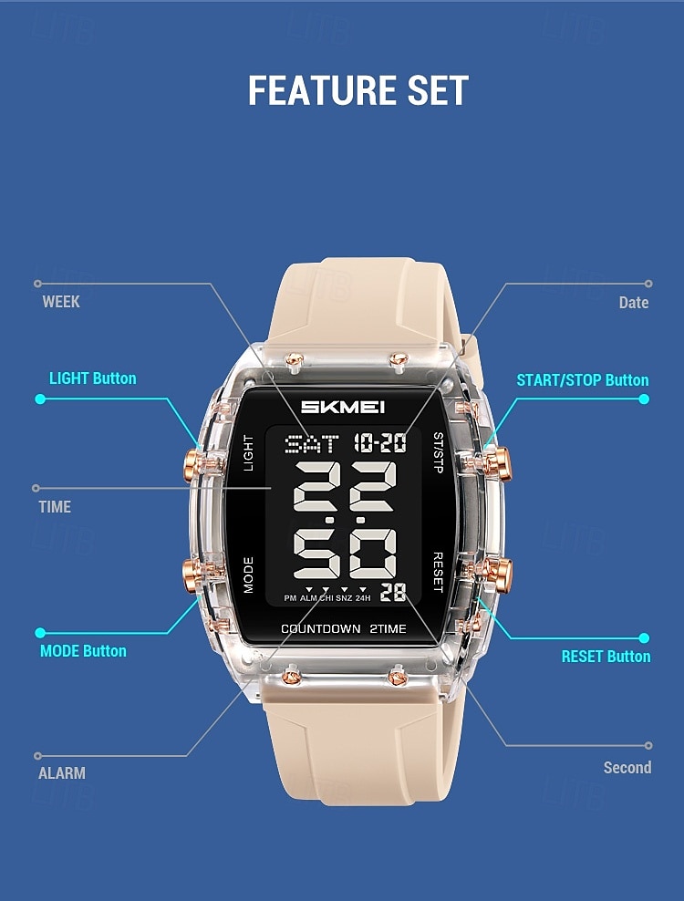 SKMEI 2409 Waterproof Electronic Watch Luxury Outdoor Countdown Stopwatch Digital Wristwatch For Man Women Calendar Led Light Silicone Watch 2025 - $31.99 –P17