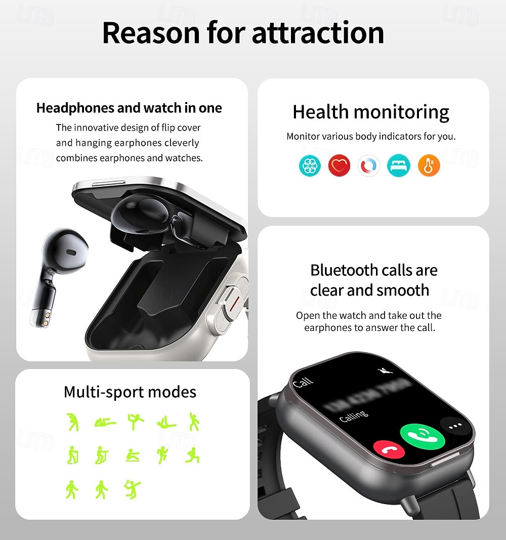 2025年 696 D8 スマートウォッチ 2.01 インチ スマート·ウォッチ ブルートゥース ECG + PPG 歩数計 着信通知 と互換性があります Android iOS 女性 男性 ハンドフリーコール メッセージ受信通知 IP 67 42mmウォッチケース コレクション – $57.99 –P2
