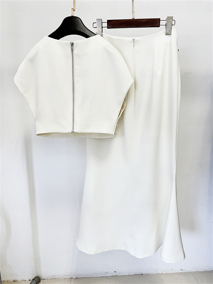 Sirena  Abito da quindicesimo compleanno abiti abito elegante matrimonio invitata lunghezza a terra maniche corte collo a giro cotone misto con cristalli perline 2025 del 2025 a $158.99 –P3