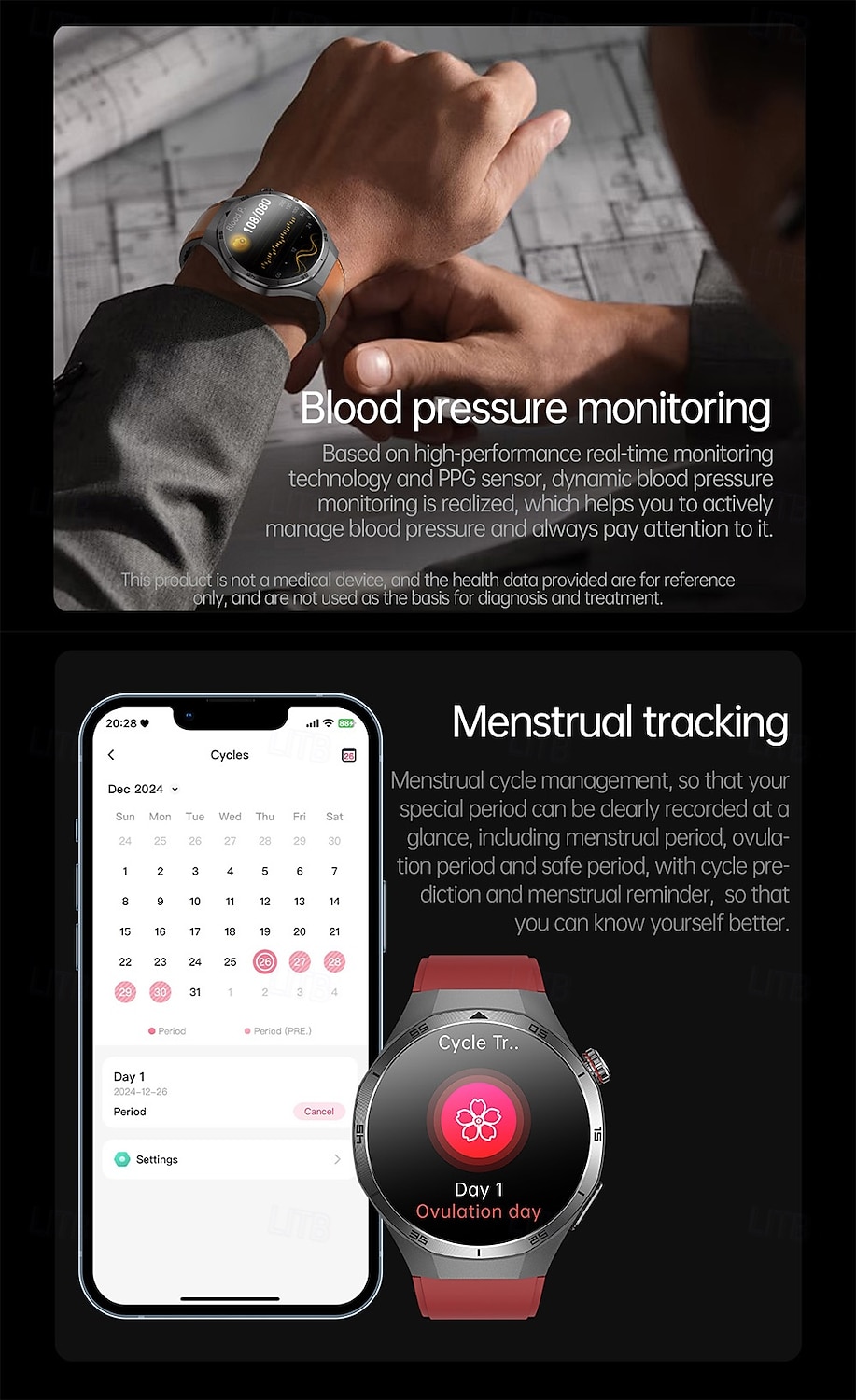 iMosi ET456 Smart Watch 1.56 inch Smartwatch Fitness Running Watch Bluetooth ECG+PPG Temperature Monitoring Pedometer Compatible with Android iOS Women Men Hands-Free Calls Waterproof Media Control 2025 - $63.99 –P10