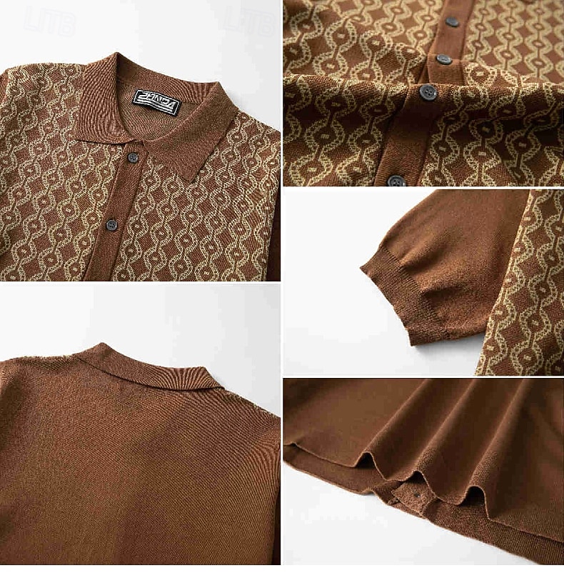 Retro / vintage 1970 luku Neulos Pusero Cardigan Hippi Virkkaus Painike alas Naamiaispuku Miesten Naamiaiset Loma Arkikäyttö Pride-paraati Aikuisten Toppi Kevät kesä 2026 - $31.99 –P10