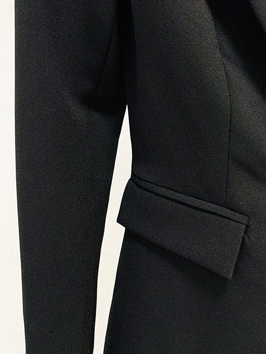 Pantalonpak Moeder van de Bruid Elegante Simpele Overhemdkraag Vloerlengte Katoenmix Lange Mouw met Effen Kleur 2025 - $139.99 –P14