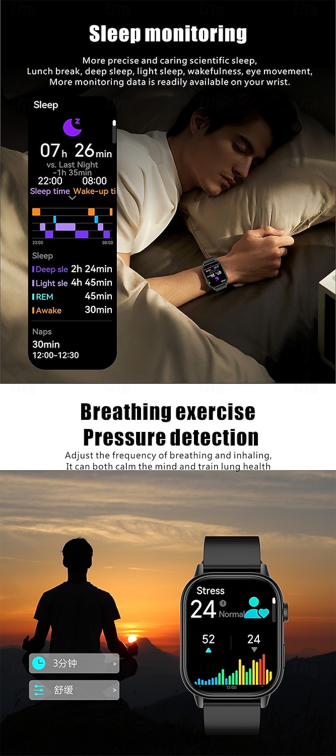 iMosi QX17 Smart Watch 2.01 inch Smartwatch Fitness Running Watch Bluetooth Pedometer Call Reminder Sleep Tracker Compatible with Android iOS Women Men GPS Hands-Free Calls Waterproof IP68 40mm Watch 2025 - $47.99 –P6
