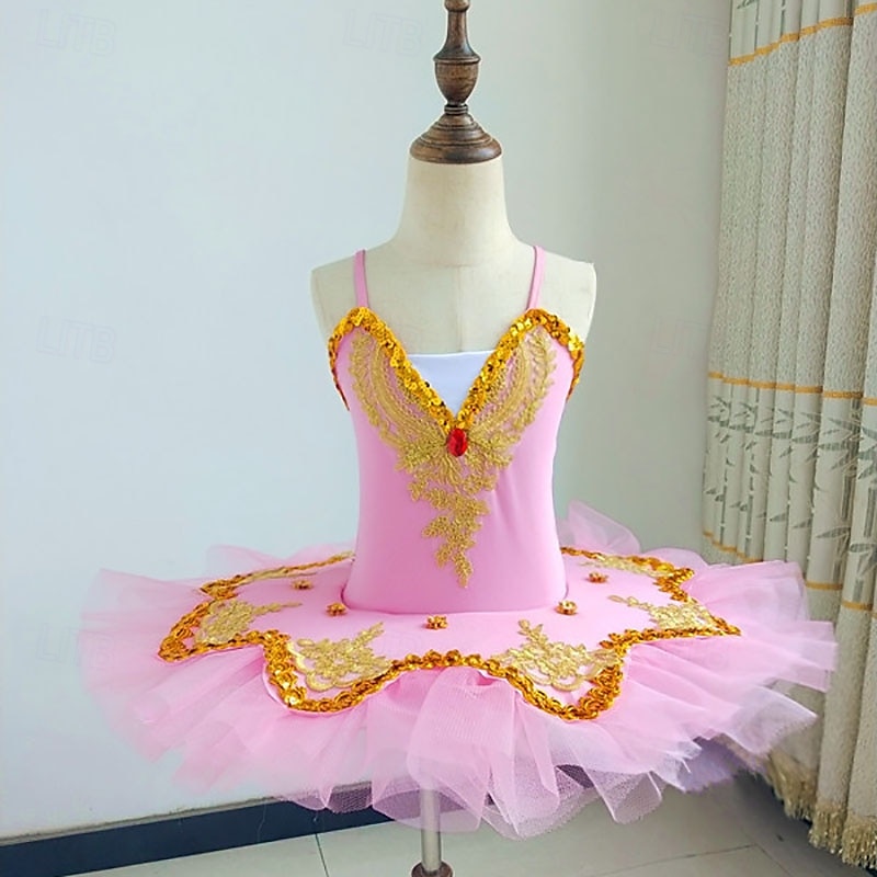 Tutu Dress Dress Rhinestone Lace Embroidery Girls' Performance Training Sleeveless High Mesh Spandex 2025 - $38.99 –P3