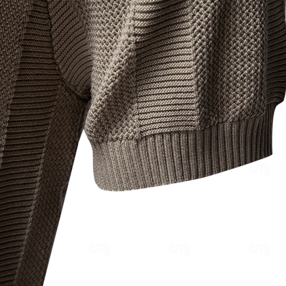 Herren Polo Strick-Polopullover Formell Arbeit Möwenhalsband Kurzarm Einfarbig Stripe-Trim Streifen Sommer Frühling Marineblau Khaki Armeegrün Polo 2025 - €29.99 –P16