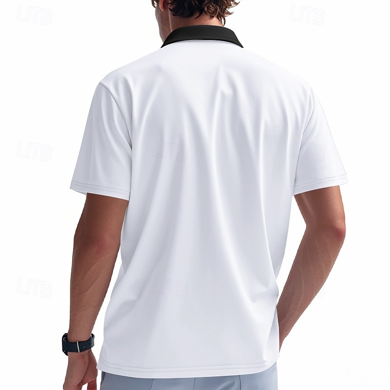 Voor heren Polo met kwartrits Golfshirt Dagelijks Feestdagen Kwart ritssluiting Korte mouw Modieus Basic Kleurenblok Lapwerk Zomer Lente Normale pasvorm Licht Blauw Zwart Wit Wijn Marineblauw Oranje 2025 - $17.99 –P11
